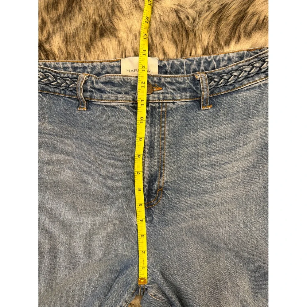 Habitual Denver Wide Crop Jeans Blue High Rise Braided Waist Raw Hem 10/30